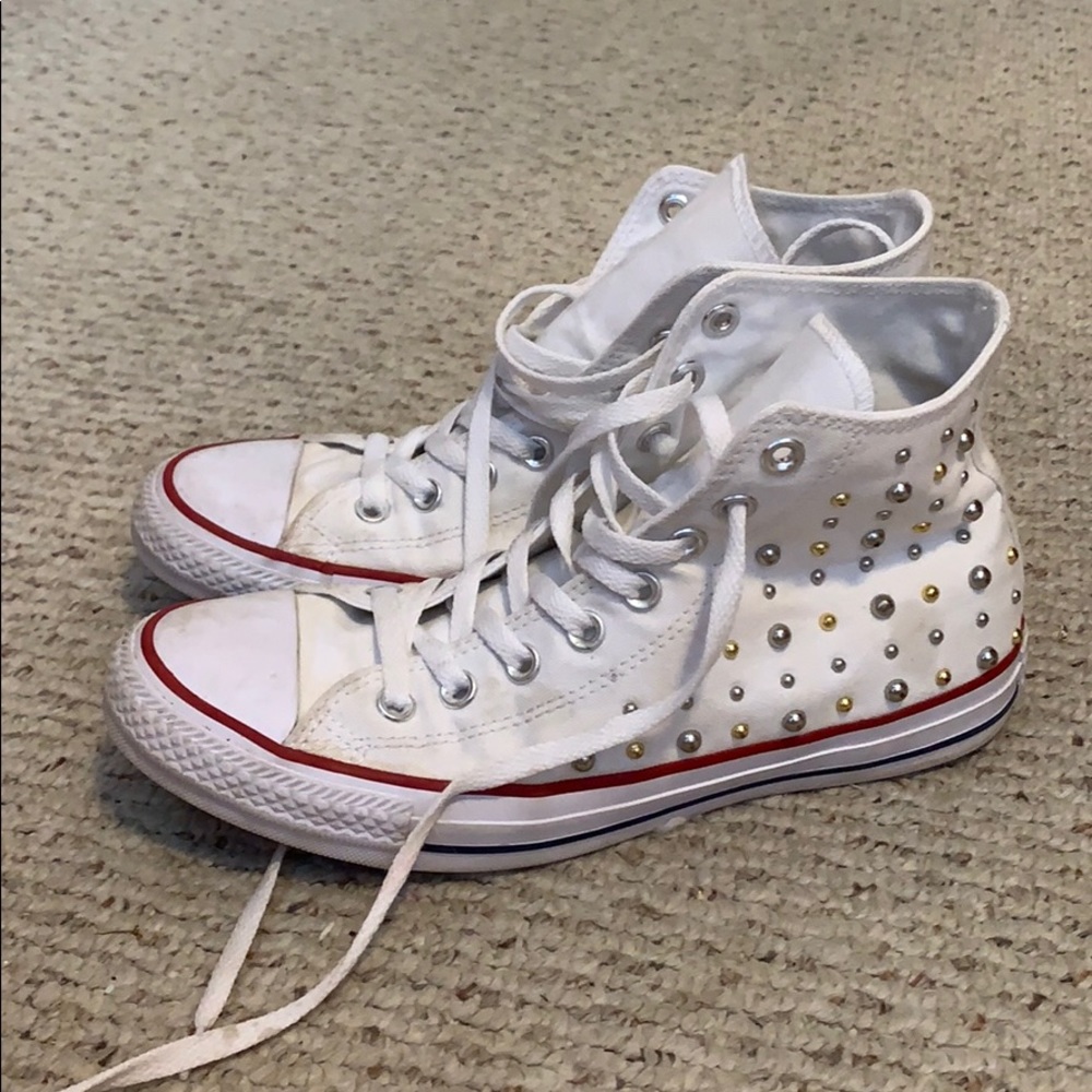 beaded white converse